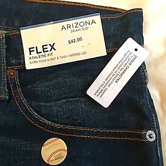 Men's Arizona Jean Co. Dark indigo worn blue athletic fit flex 32x34 jeans - Picture 6 of 10